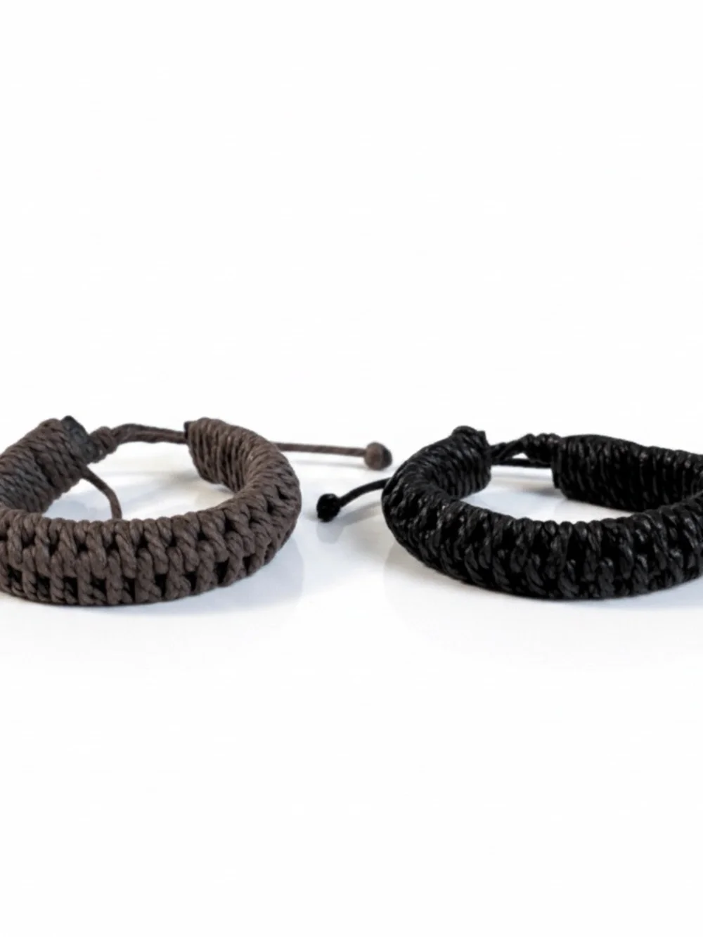 Womens Black or Brown Braided Leather Cotten Adjustable Bracelets